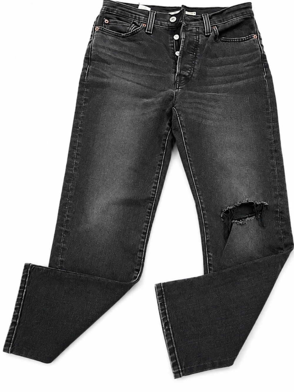Levi's Women's Wedgie  Straight Leg Jeans 28/28 black distressed